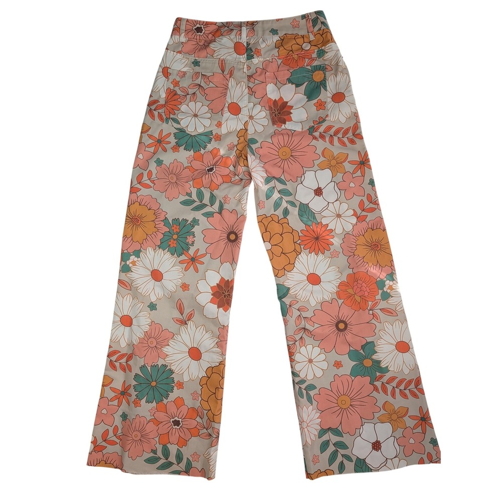 Women’s Retro 70’s Wide Leg Floral Pants - Picture 3 of 10